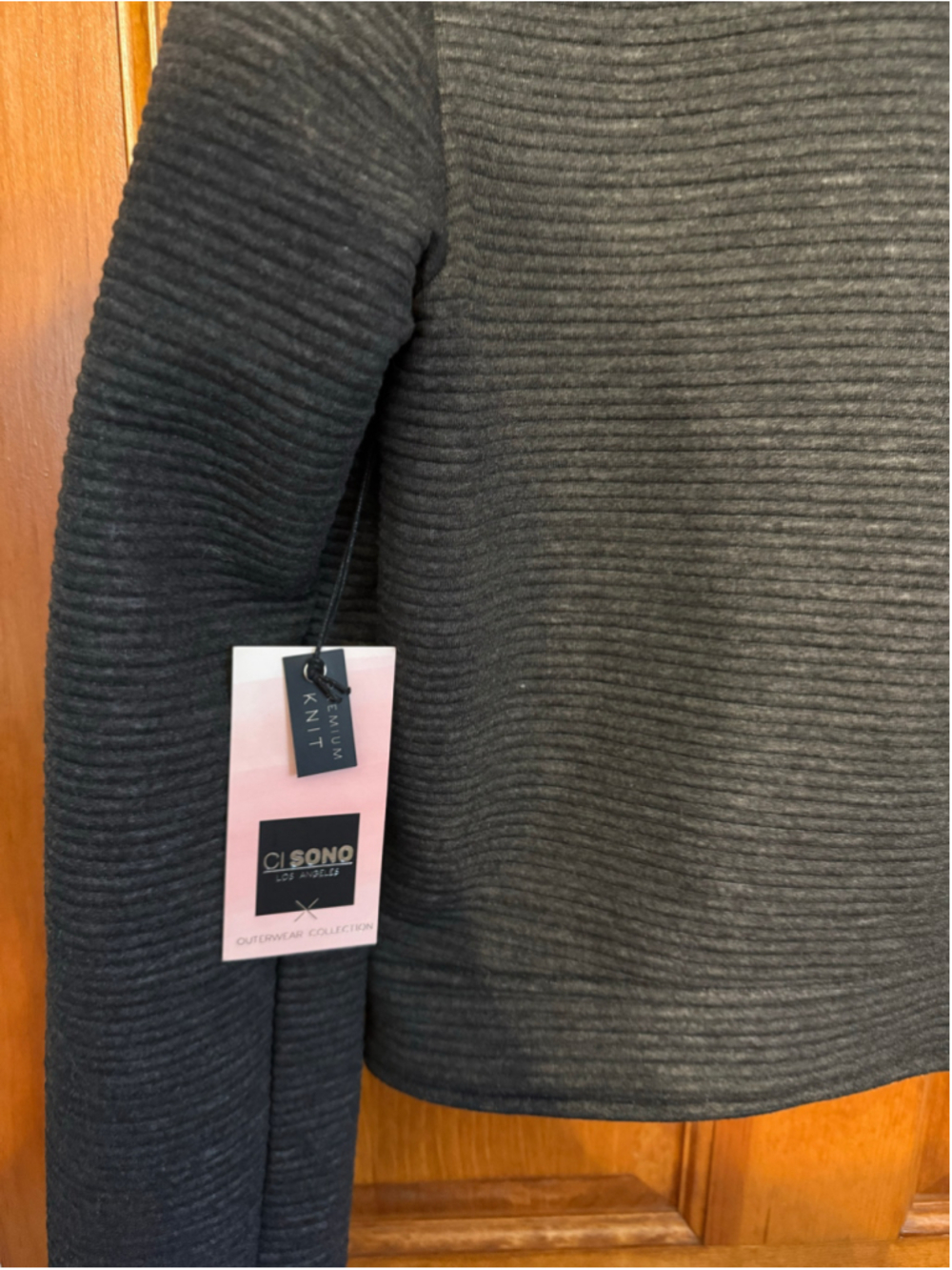 Women's Ci Sono Black Moto Jacket, Size M, Ribbed Knit - Picture 4 of 4